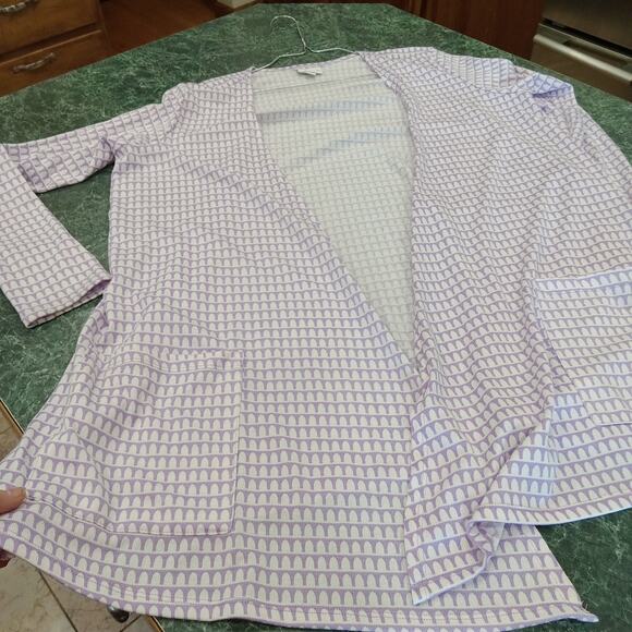 LuLaRoe Womens Violet/White SOFT KNIT Long Open Cardigan POCKETS Medium Nwot - Picture 5 of 9